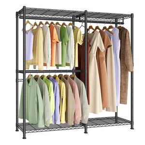 Closet Organizers and Storage, Clothes Rack with Shelves | Freestanding Wardrobe Closet for Bedroom, 65 x 15.7 x 76 inch, Ink Black, DALTEN Collection ULGR427BH01 Closet Organizers and Storage, Clothes Rack with Shelves | Freestanding Wardrobe Closet for Bedroom, 65 x 15.7 x 76 inch, Ink Black, DALTEN Collection ULGR427BH01