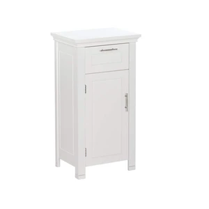 Single Door Floor Storage Cabinet, White | Laundry Room Linen Cabinet, Bath Medicine Floor Cabinet with Easy-Slide Drawer, Adjustable Interior Shelf Single Door Floor Storage Cabinet, White | Laundry Room Linen Cabinet, Bath Medicine Floor Cabinet with Easy-Slide Drawer, Adjustable Interior Shelf