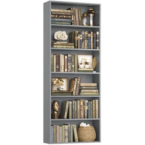6 Tier Tall Bookshelf Bookcase with Open Display Shelves, Dark Gray | Industrial Tall Bookcases with Storage, Freestanding Book Shelf for Home Office, School Library , Living Room, Narrow Space 6 Tier Tall Bookshelf Bookcase with Open Display Shelves, Dark Gray | Industrial Tall Bookcases with Storage, Freestanding Book Shelf for Home Office, School Library , Living Room, Narrow Space