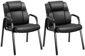 Office Waiting Room Chairs Set of 2, Stationary Side Guest Chair | PU Leather, Comfy Padded Arms, Fit Home Conference Meeting Lobby Area, Medical Clinic Church Office Waiting Room Chairs Set of 2, Stationary Side Guest Chair | PU Leather, Comfy Padded Arms, Fit Home Conference Meeting Lobby Area, Medical Clinic Church