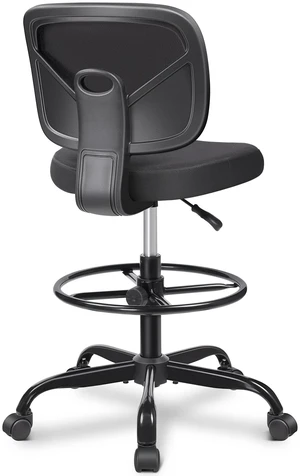 Tall Drafting Desk Chair - Armless, Adjustable Height, Mesh Back, Rolling, Standing Desk Chair for Art Room, Office or Home (Black) Tall Drafting Desk Chair - Armless, Adjustable Height, Mesh Back, Rolling, Standing Desk Chair for Art Room, Office or Home (Black)