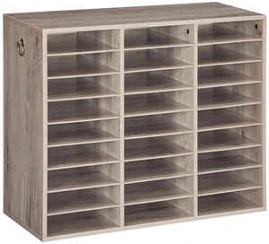 Literature Organizer, 27 Compartments Wooden Mail Organizer, Countertop Literature Sorter with Adjustable Shelves for Home, Office, School, Student Mailbox for Classroom, Greige BG27WF01 Literature Organizer, 27 Compartments Wooden Mail Organizer, Countertop Literature Sorter with Adjustable Shelves for Home, Office, School, Student Mailbox for Classroom, Greige BG27WF01
