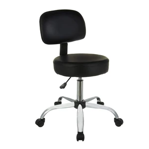 Multi-Purpose Drafting Spa Bar Stool with Back Support, Upholstered, and Wheels, Black, 22.72"D x 22.72"W x 37.8"H Multi-Purpose Drafting Spa Bar Stool with Back Support, Upholstered, and Wheels, Black, 22.72"D x 22.72"W x 37.8"H