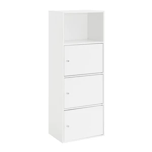 Xtra Storage Three-Door Bookcase in White Wood Finish Xtra Storage Three-Door Bookcase in White Wood Finish