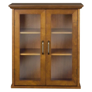 Avery Wooden Over The Toilet Bathroom Removable Wall Medicine Cabinet with 2 Adjustable Shelves 3 Storage Spaces 2 Glass-Paneled Doors and Antique Brass Knobs, Oiled Oak Avery Wooden Over The Toilet Bathroom Removable Wall Medicine Cabinet with 2 Adjustable Shelves 3 Storage Spaces 2 Glass-Paneled Doors and Antique Brass Knobs, Oiled Oak