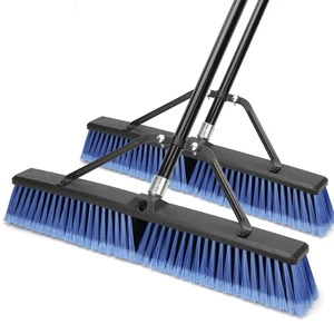 24 inches Push Broom Outdoor for Deck Driveway Garage Yard Patio Concrete Floor Cleaning-Blue-2 Pack 24 inches Push Broom Outdoor for Deck Driveway Garage Yard Patio Concrete Floor Cleaning-Blue-2 Pack