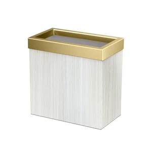 Modern Rectangle Wastebasket, White Oak/Brushed Brass Lid - Stainless Steel Trash Can with Removable Lid, Leakproof, 3 Gallon Capacity for Bathroom, Bedroom, Kitchen, or Office Modern Rectangle Wastebasket, White Oak/Brushed Brass Lid - Stainless Steel Trash Can with Removable Lid, Leakproof, 3 Gallon Capacity for Bathroom, Bedroom, Kitchen, or Office