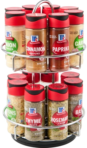 Spice Rack, Two Tier Chrome, Featuring 16 Herbs & Spices for Everyday Cooking, Great Gift for Housewarming, Wedding & Bridal Shower, 26.09 oz Spice Rack, Two Tier Chrome, Featuring 16 Herbs & Spices for Everyday Cooking, Great Gift for Housewarming, Wedding & Bridal Shower, 26.09 oz