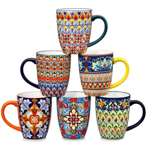 SIMI 16 oz Large Coffee Mugs Set of 6, Ceramic Cups with Handle | Bohemian Mug, Ideal for Coffee, Latte, Tea, Cappuccino and Hot Chocolate, Dishwasher Microwave Safe for Daily Use Gift Set SIMI 16 oz Large Coffee Mugs Set of 6, Ceramic Cups with Handle | Bohemian Mug, Ideal for Coffee, Latte, Tea, Cappuccino and Hot Chocolate, Dishwasher Microwave Safe for Daily Use Gift Set