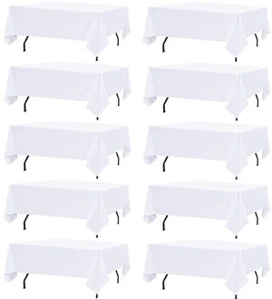 10 Pack White Table Cloth Rectangle Table Cloths for 8 Foot Rectangle Tables 60 X 126 Inch Washable Polyester Table Covers, Reusable & Wrinkle Resistant for Weddings, Parties, Events, and Everyday Use 10 Pack White Table Cloth Rectangle Table Cloths for 8 Foot Rectangle Tables 60 X 126 Inch Washable Polyester Table Covers, Reusable & Wrinkle Resistant for Weddings, Parties, Events, and Everyday Use