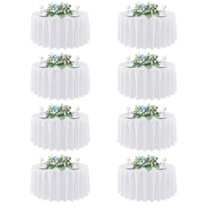 White Round Tablecloth 90 Inch Fit 30-72 Inch Tables, 8 Pack | Circle Polyester Fabric Table cloth for Wedding Party Reception Banquet Birthday, Washable Formal Covers White Round Tablecloth 90 Inch Fit 30-72 Inch Tables, 8 Pack | Circle Polyester Fabric Table cloth for Wedding Party Reception Banquet Birthday, Washable Formal Covers