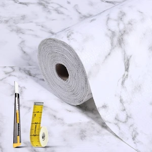 Drawer and Shelf Liner for Kitchen Cabinet: 23.6 in X 30 Ft Non Slip Waterproof Shelf Paper Non Adhesive Refrigerator Liners White Marble Easy Liners for Bathroom with Knife Tape Measure Drawer and Shelf Liner for Kitchen Cabinet: 23.6 in X 30 Ft Non Slip Waterproof Shelf Paper Non Adhesive Refrigerator Liners White Marble Easy Liners for Bathroom with Knife Tape Measure