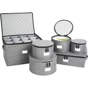 6-Piece China Storage Set | Plates, Mugs & Wine Glasses | Gray | Most Complete Set - Plates, Mugs & Wine Glasses For 12. Hard Shell, Felt-Lined, Stackable. Full China System In One. 6-Piece China Storage Set | Plates, Mugs & Wine Glasses | Gray | Most Complete Set - Plates, Mugs & Wine Glasses For 12. Hard Shell, Felt-Lined, Stackable. Full China System In One.