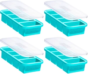 1 Cup Silicone Freezer Molds - Soup Cubes Perfect for Freezing Broth, Rice, Leftovers and More - Silicone Freezer Trays with Lids for Meal Prep - Aqua - 4-Pack 1 Cup Silicone Freezer Molds - Soup Cubes Perfect for Freezing Broth, Rice, Leftovers and More - Silicone Freezer Trays with Lids for Meal Prep - Aqua - 4-Pack