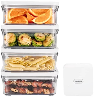 Premium Airtight Food Storage Container. Meal Prep 0.85qt 5pc/Set. 4pcs Container and Vacuum Sealer. Patented Double Silicone Lining, 100% Leak Proof, BPA-FREE Premium Airtight Food Storage Container. Meal Prep 0.85qt 5pc/Set. 4pcs Container and Vacuum Sealer. Patented Double Silicone Lining, 100% Leak Proof, BPA-FREE