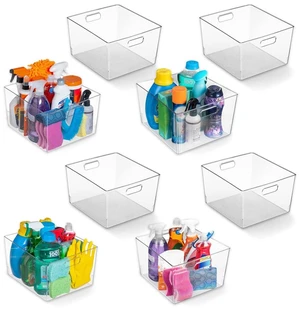 Clear Plastic Storage Bins for Kitchen, Fridge, Pantry, 8 Pack | Pantry storage bin for organizing food items, kitchen essentials, and refrigerator storage Clear Plastic Storage Bins for Kitchen, Fridge, Pantry, 8 Pack | Pantry storage bin for organizing food items, kitchen essentials, and refrigerator storage