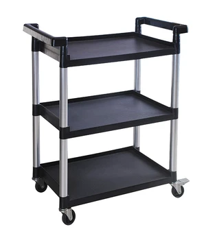 3-Shelf Utility Plastic Cart with Wheels-225 Lbs Maximum Capacity , Black 3-Shelf Utility Plastic Cart with Wheels-225 Lbs Maximum Capacity , Black