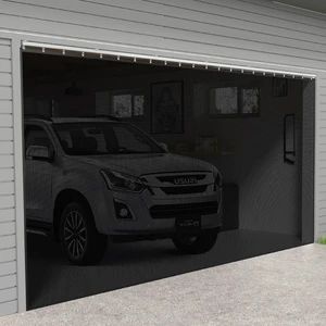 Sliding Garage Door Screen with Track Closure - Retractable Privacy Curtain Keep Annoying Animals Out Easy Install Heavy Duty Fiberglass Mesh Net for Opening Garage Patio (Black, 16 ft x 8 ft) Sliding Garage Door Screen with Track Closure - Retractable Privacy Curtain Keep Annoying Animals Out Easy Install Heavy Duty Fiberglass Mesh Net for Opening Garage Patio (Black, 16 ft x 8 ft)