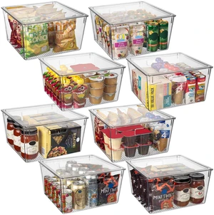 Plastic Storage Bins with Lids, Pantry Organizer, XL, 8 Pack | Plastic storage bins with lids for pantry organization and refrigerator storage Plastic Storage Bins with Lids, Pantry Organizer, XL, 8 Pack | Plastic storage bins with lids for pantry organization and refrigerator storage