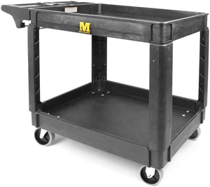 Heavy Duty 2Shelf Service Cart 500 lb Capacity Polypropylene Utility Cart with 5" NonMarring Casters Deep Trays and BuiltIn Tool Storage for Garage Warehouse Workshop (80855) Heavy Duty 2Shelf Service Cart 500 lb Capacity Polypropylene Utility Cart with 5" NonMarring Casters Deep Trays and BuiltIn Tool Storage for Garage Warehouse Workshop (80855)