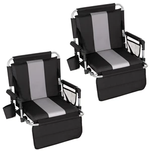 2PCS Stadium Seats for Bleachers with Back Support, Bleacher Seat Black | Padded Bleacher Chairs with Back and Cushion, Stadium Chairs with Armrest, Cup Holder, Mesh Bag and Hide Hooks 2PCS Stadium Seats for Bleachers with Back Support, Bleacher Seat Black | Padded Bleacher Chairs with Back and Cushion, Stadium Chairs with Armrest, Cup Holder, Mesh Bag and Hide Hooks