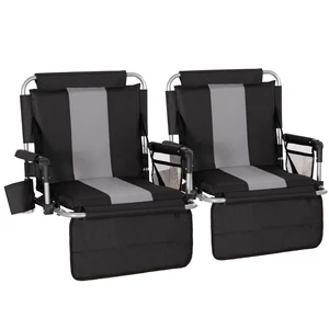 2 Pack Folding Stadium Seats, Portable Bleacher Chairs | with Comfortable Cushions, Cup Holder and Mesh Bag, Perfect for Sports Games and Outdoor Activities 2 Pack Folding Stadium Seats, Portable Bleacher Chairs | with Comfortable Cushions, Cup Holder and Mesh Bag, Perfect for Sports Games and Outdoor Activities