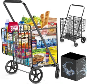 455lbs Shopping Cart for Groceries, Large Heavy Duty Grocery Cart on Wheels | Folding Dual Basket Utility Carts with Waterproof Liner, Shopping Carts for Transport, Laundry, Gift, Luggage 455lbs Shopping Cart for Groceries, Large Heavy Duty Grocery Cart on Wheels | Folding Dual Basket Utility Carts with Waterproof Liner, Shopping Carts for Transport, Laundry, Gift, Luggage
