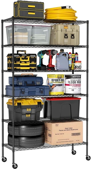 6-Tier Wire Shelf | 18" x 45" x 82" | Black | Storage Shelves with Adjustable Racks, Holds upto 2100 lbs | Rust-Resistant, No-Tool Assembly | For Home, Garage 6-Tier Wire Shelf | 18" x 45" x 82" | Black | Storage Shelves with Adjustable Racks, Holds upto 2100 lbs | Rust-Resistant, No-Tool Assembly | For Home, Garage