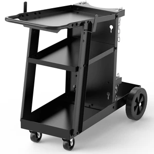 3-Tier Welding Cart, Tilted Platform and 360° Rolling | Large Storage, Dual Cylinder Slots, and Stainless Steel Safety Chains, Steel and Aluminum Frame with Rubber Wheels 3-Tier Welding Cart, Tilted Platform and 360° Rolling | Large Storage, Dual Cylinder Slots, and Stainless Steel Safety Chains, Steel and Aluminum Frame with Rubber Wheels
