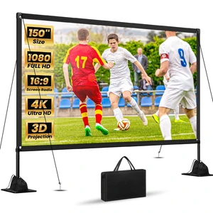 150 inch Outdoor Projector Screen with Stand: 4K HD Portable Projector Screen Outdoor Indoor - Front/Rear Movie Screen with Accessories for Stable - Projection Screen for Home Theater, Camping 150 inch Outdoor Projector Screen with Stand: 4K HD Portable Projector Screen Outdoor Indoor - Front/Rear Movie Screen with Accessories for Stable - Projection Screen for Home Theater, Camping