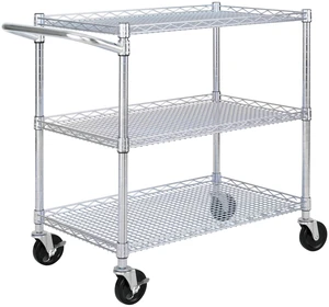 Classics UltraDurable NSF Commercial Heavy Duty Metal Rolling Utility Cart, w/ Steel Shelves, Handle Bar for Restaurant, Garage, Warehouse, Kitchen, Office, Top Shelf (36"W x 18"D) Classics UltraDurable NSF Commercial Heavy Duty Metal Rolling Utility Cart, w/ Steel Shelves, Handle Bar for Restaurant, Garage, Warehouse, Kitchen, Office, Top Shelf (36"W x 18"D)
