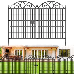 No Dig Garden Fence Outdoor for Yard, 10 Panels with Gate | 34in(H) x22ft(L) Rustproof Metal Animal Barrier, Temporary Dog Fence, Decorative Fencing for Flower Bed, Patio, and Pet No Dig Garden Fence Outdoor for Yard, 10 Panels with Gate | 34in(H) x22ft(L) Rustproof Metal Animal Barrier, Temporary Dog Fence, Decorative Fencing for Flower Bed, Patio, and Pet
