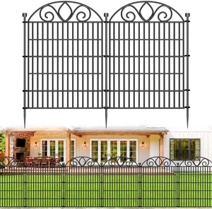 No Dig Garden Fence Outdoor for Yard, 10 Panels | 34in(H) x22ft(L) Rustproof Metal Animal Barrier, Temporary Dog Fence, Decorative Fencing for Flower Bed, Patio, and Pet No Dig Garden Fence Outdoor for Yard, 10 Panels | 34in(H) x22ft(L) Rustproof Metal Animal Barrier, Temporary Dog Fence, Decorative Fencing for Flower Bed, Patio, and Pet