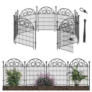 Tall Garden Animal Barrier Fence with Gate, 36 in(H)×17.5 Ft(L) 8 Panels Dog Digging Fence Barrier, Black Heavy Duty Metal Temporary Fences, Reusable Defense Fencing for Outdoor YardPatented Tall Garden Animal Barrier Fence with Gate, 36 in(H)×17.5 Ft(L) 8 Panels Dog Digging Fence Barrier, Black Heavy Duty Metal Temporary Fences, Reusable Defense Fencing for Outdoor YardPatented