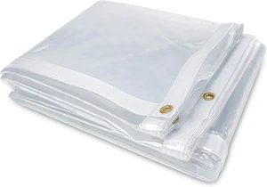 8 x 12FT Outdoor Clear Tarp Curtain Waterproof Wind-Proof 24 Mil Transparent Vinyl Tarp for Patio Pergola Garden Canopy Rainproof Anti-Tear PVC Thick Cover with Grommets 8 x 12FT Outdoor Clear Tarp Curtain Waterproof Wind-Proof 24 Mil Transparent Vinyl Tarp for Patio Pergola Garden Canopy Rainproof Anti-Tear PVC Thick Cover with Grommets