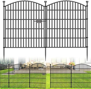 10 Panel No Dig Decorative Garden Fence with Gate 32"H x 23.6'L Dog Barrier | Rustproof welded metal with deep ground stakes for yards, patios. 10 Panel No Dig Decorative Garden Fence with Gate 32"H x 23.6'L Dog Barrier | Rustproof welded metal with deep ground stakes for yards, patios.