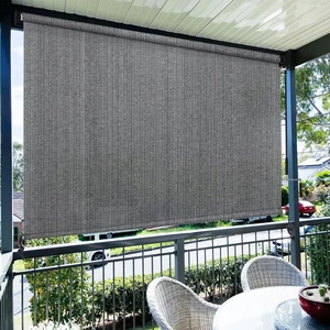 Outdoor Roller Shades, 220GSM HDPE Exterior Cordless Patio Shades Roll Up Outdoor Blinds for Porch Gazebo 10'(W) x 8'(H), Spliced Poles Design, Grey Outdoor Roller Shades, 220GSM HDPE Exterior Cordless Patio Shades Roll Up Outdoor Blinds for Porch Gazebo 10'(W) x 8'(H), Spliced Poles Design, Grey