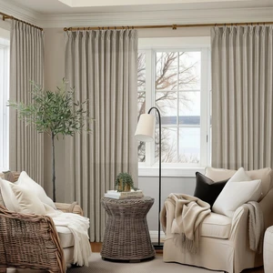 Burlywood Birch Pinch Pleat Linen Curtains 108 Inches Long 70 Inch Wide | Light Filtering Semi Sheer, Pinch Pleat Drapes Back Tab, Extra Wide 70x108 Curtains for Living Dining Room Patio Sliding Door Burlywood Birch Pinch Pleat Linen Curtains 108 Inches Long 70 Inch Wide | Light Filtering Semi Sheer, Pinch Pleat Drapes Back Tab, Extra Wide 70x108 Curtains for Living Dining Room Patio Sliding Door