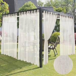 Semi Voile Sheer Outdoor Curtains for Patio 4 Pcs 110x95 In Ivory | Light Filtering, Grommet Top, Wide Outdoor Dining Dividers Weatherproof, Privacy Blind Shade for Backyard, Porch, Gazebo Semi Voile Sheer Outdoor Curtains for Patio 4 Pcs 110x95 In Ivory | Light Filtering, Grommet Top, Wide Outdoor Dining Dividers Weatherproof, Privacy Blind Shade for Backyard, Porch, Gazebo