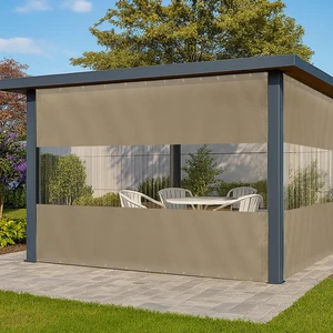 Vinyl Outdoor Curtains for Patio Waterproof 12 oz Outdoor Clear Panel Curtains, Gazebo Curtains with Brass Grommets for Pergola, Porch & Patio Walls for Winter (7 x 10 ft, Beige) Vinyl Outdoor Curtains for Patio Waterproof 12 oz Outdoor Clear Panel Curtains, Gazebo Curtains with Brass Grommets for Pergola, Porch & Patio Walls for Winter (7 x 10 ft, Beige)