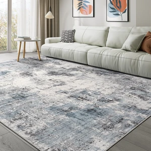 Washable 9x12 Area Rugs for Living Room: Abstract Modern Home Decor Rug | Soft Stain Resistant, Non-Slip, Pet & Kid Friendly - Large Carpet for Bedroom/Dining Room/Office/Nursery Grey Blue Washable 9x12 Area Rugs for Living Room: Abstract Modern Home Decor Rug | Soft Stain Resistant, Non-Slip, Pet & Kid Friendly - Large Carpet for Bedroom/Dining Room/Office/Nursery Grey Blue