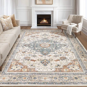 8x10 Area Rugs Washable Vintage Boho Living Room Rug Beige Blue | Neutral Soft Stain Resistant Distressed Farmhouse Non-Slip Indoor Floor Carpet for Bedroom Nursery Kids Office Dining Room 8x10 Area Rugs Washable Vintage Boho Living Room Rug Beige Blue | Neutral Soft Stain Resistant Distressed Farmhouse Non-Slip Indoor Floor Carpet for Bedroom Nursery Kids Office Dining Room