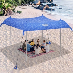 Family Beach Tent Canopy Sun Shade Portable, Large Compact Beach Sun Shelter Easy Setup with Packable Bag for Outdoor Travel (Printed Blue, 10X10 FT. 4Poles) Family Beach Tent Canopy Sun Shade Portable, Large Compact Beach Sun Shelter Easy Setup with Packable Bag for Outdoor Travel (Printed Blue, 10X10 FT. 4Poles)
