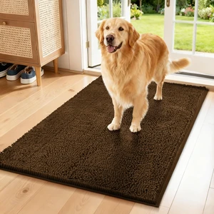 Chenille Absorbent Front Door Mat 72" x 48", Dog Door Mat for Muddy Paws, Trap Dirt Doormat, Mud Mat for Dogs, Washable Non Slip Outdoor Indoor Doormats for Entryway, Brown Chenille Absorbent Front Door Mat 72" x 48", Dog Door Mat for Muddy Paws, Trap Dirt Doormat, Mud Mat for Dogs, Washable Non Slip Outdoor Indoor Doormats for Entryway, Brown