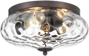 Oil-Rubbed Bronze Ceiling Light Fixtures, 3-Light Flush Mount Ceiling Light with Water Ripple Glass Shade for Indoor Outdoor Hallway Kitchen Bedroom Porch Schoolhouse Oil-Rubbed Bronze Ceiling Light Fixtures, 3-Light Flush Mount Ceiling Light with Water Ripple Glass Shade for Indoor Outdoor Hallway Kitchen Bedroom Porch Schoolhouse