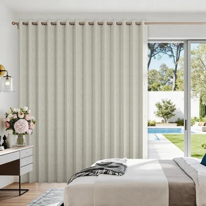Vertical Privacy Shades, Memory Trained Pinch Pleated Vertical Drape Suit for 78 Width Open Cover, 1 Panel, W100 x L96, Natural Vertical Privacy Shades, Memory Trained Pinch Pleated Vertical Drape Suit for 78 Width Open Cover, 1 Panel, W100 x L96, Natural