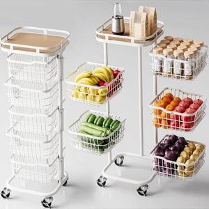 5 Tier Rotating Kitchen Storage Cart, Fruit Vegetable Potato Rack Stand | Patented Swivel Part Spin Smoothly Even Full. Rustproof. One-Piece Wire Bin Prevent Sagging. Keep Onion, Veggie, Spices Fresh 5 Tier Rotating Kitchen Storage Cart, Fruit Vegetable Potato Rack Stand | Patented Swivel Part Spin Smoothly Even Full. Rustproof. One-Piece Wire Bin Prevent Sagging. Keep Onion, Veggie, Spices Fresh