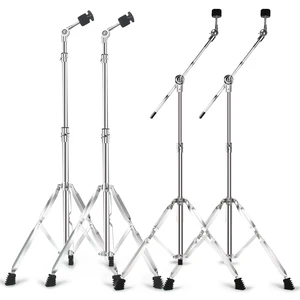 Straight Cymbal Stand + Boom Cymbal Stand Combo Set | 4 Pack Adjustable Drum Hardware Percussion Mount Holder Gear Set for Mounting Crash, Ride, Splash Cymbal, Double Braced Legs Straight Cymbal Stand + Boom Cymbal Stand Combo Set | 4 Pack Adjustable Drum Hardware Percussion Mount Holder Gear Set for Mounting Crash, Ride, Splash Cymbal, Double Braced Legs