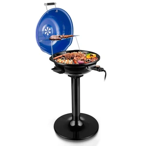 Electric Grill, Indoor/Outdoor Electric BBQ Grill, 1600W Portable Removable Stand Grill with Adjustable Heat & Drip Tray, Double Layer Design for Party, Patio & Backyard (Blue) Electric Grill, Indoor/Outdoor Electric BBQ Grill, 1600W Portable Removable Stand Grill with Adjustable Heat & Drip Tray, Double Layer Design for Party, Patio & Backyard (Blue)