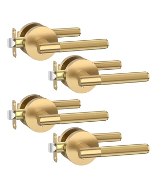 4 Pack Champagne Bronze Privacy Interior Door Handles | Thumb-Turn Privacy Lock,Fits 1-3/8"-1-3/4" Doors,Adj. 2-3/8"-2-3/4" Latch,Heavy-duty Zinc,Easy DIY Setup 4 Pack Champagne Bronze Privacy Interior Door Handles | Thumb-Turn Privacy Lock,Fits 1-3/8"-1-3/4" Doors,Adj. 2-3/8"-2-3/4" Latch,Heavy-duty Zinc,Easy DIY Setup